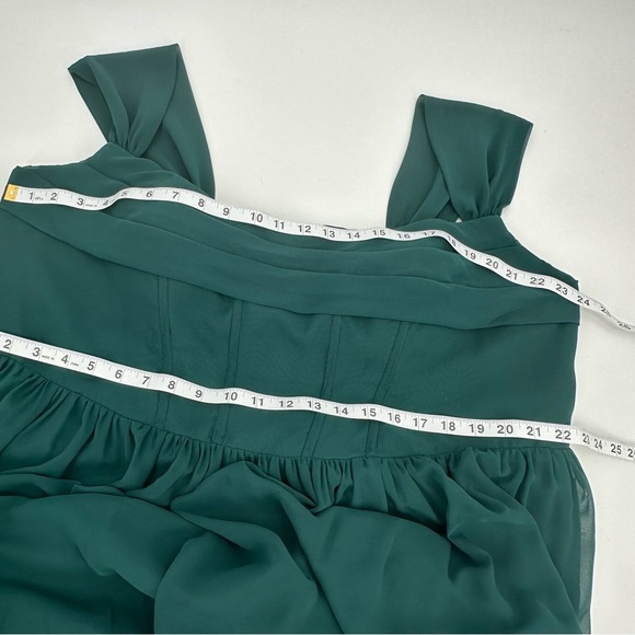 Barbie x Azazie Dress Corset ALine Chiffon Bridesmaid Dark Green Custom Plus Sz - Picture 9 of 16